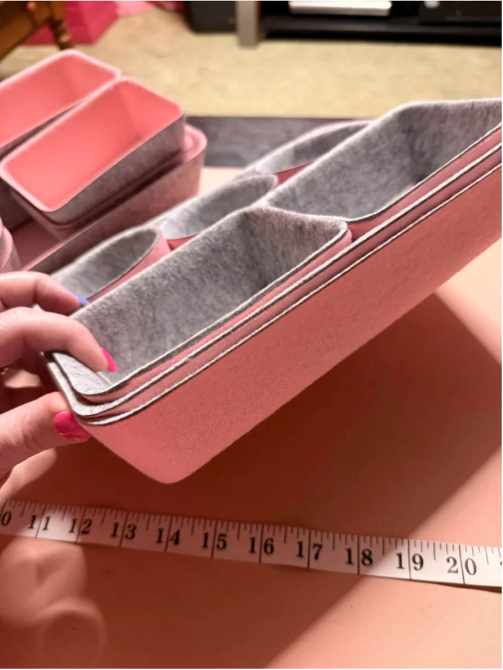Pink & Gray Felt Drawer Organizers NEW 16 Pieces